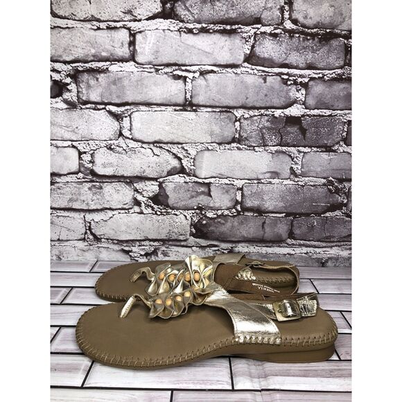 Soul of Africa Brown Leather Flower Ruffle Slingback Sandals Women’s 11M US/42EU - Picture 1 of 16